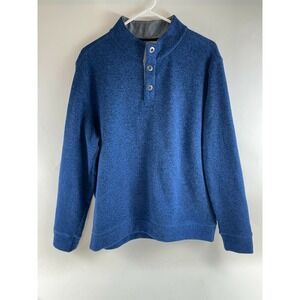 Paradise Collection Sweater Jacket Men's Large Blue Pullover 1/4 Button Up